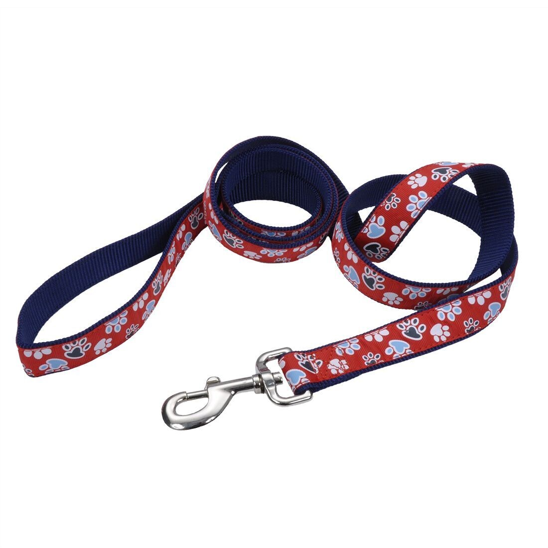 Coastal Attire Ribbon Nylon Leash Red With Paws