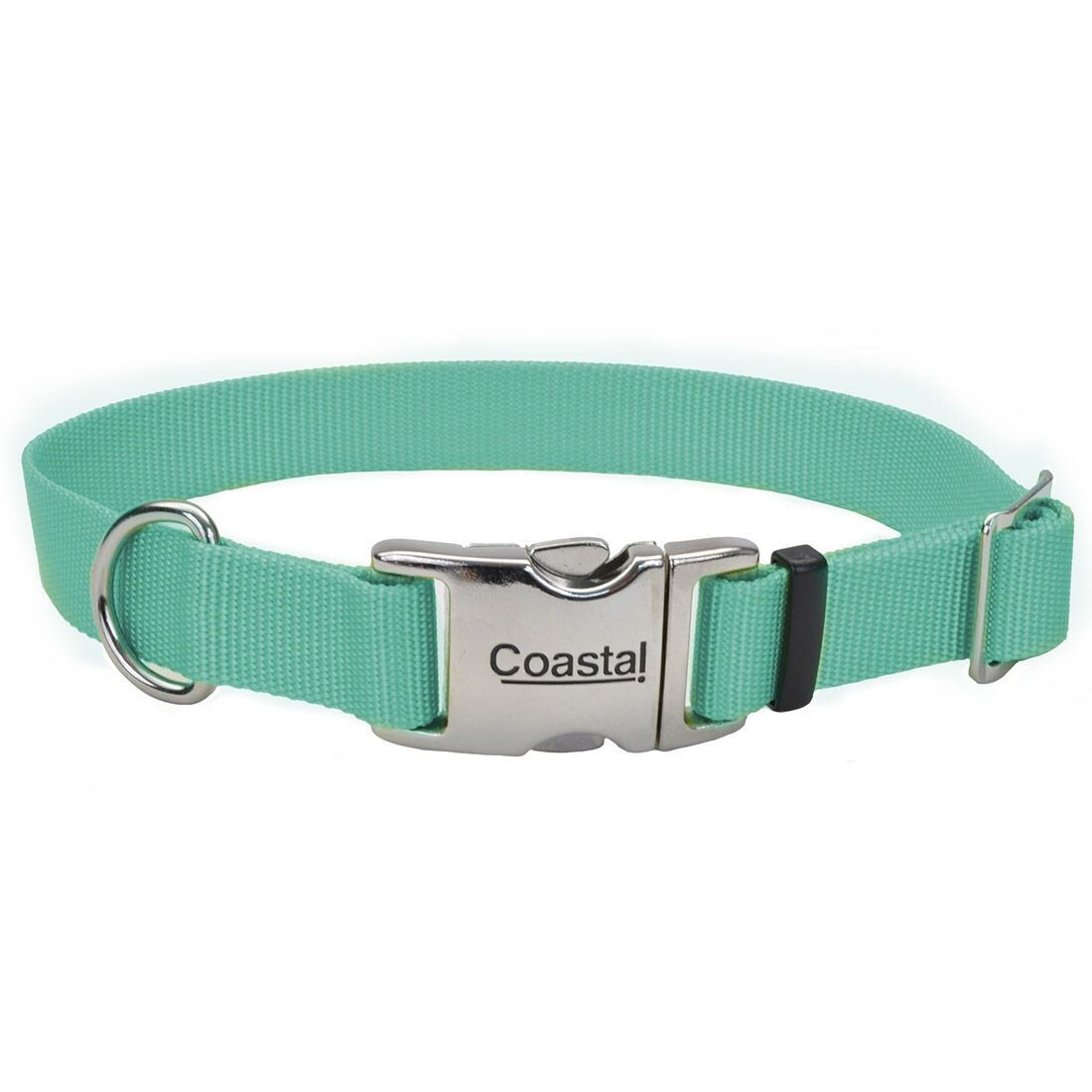 Coastal Adj Nylon Collar W Metal Buckle Teal M