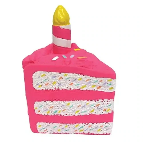 Foufoubrands Birthday Cake Latex Dog Toy Pink