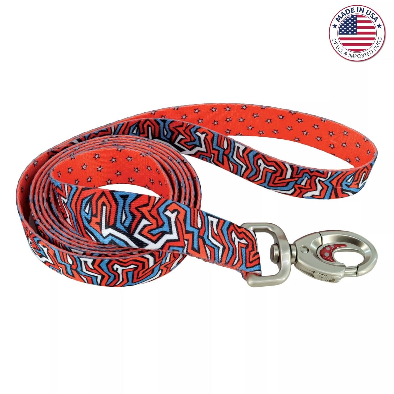 Sublime Leash Red Blue Graffiti Red Stars Dog