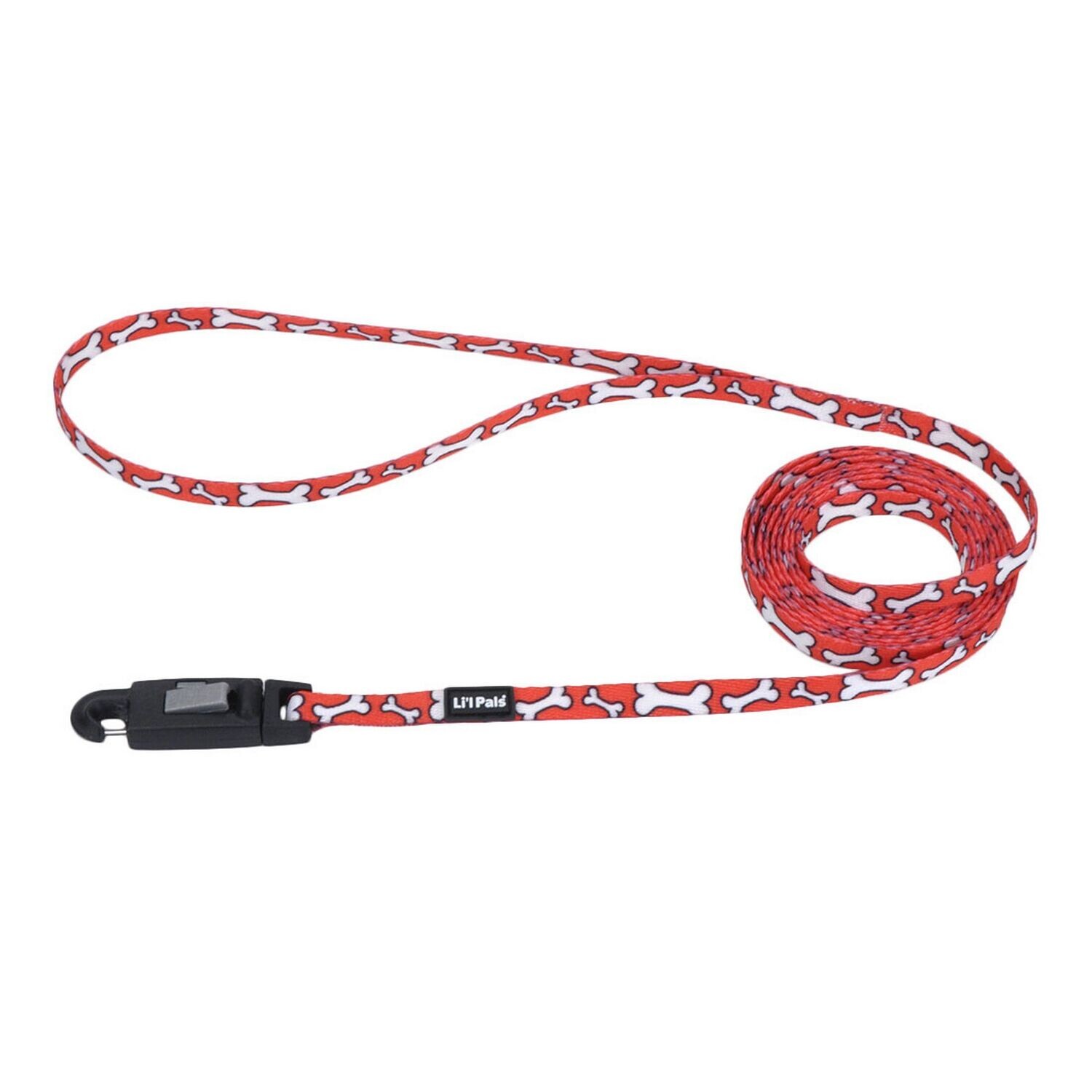 Li'l Pals Patterned Leash Red And White Bone Dog Li'l Pals Patterned Leash Red And White Bone Dog