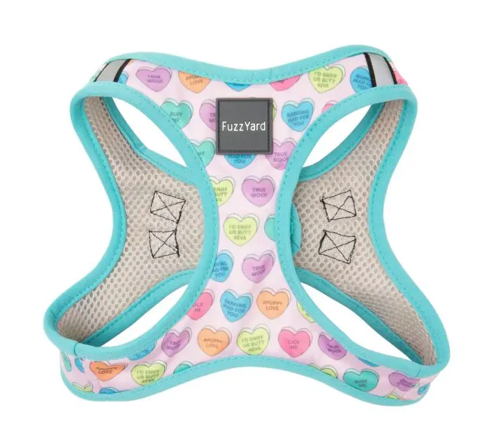 Dog Harness FuzzYard Step In Candy Hearts M
