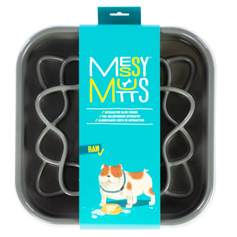 Messy Mutts Interactive Square Slow Feeder Grey 8cups