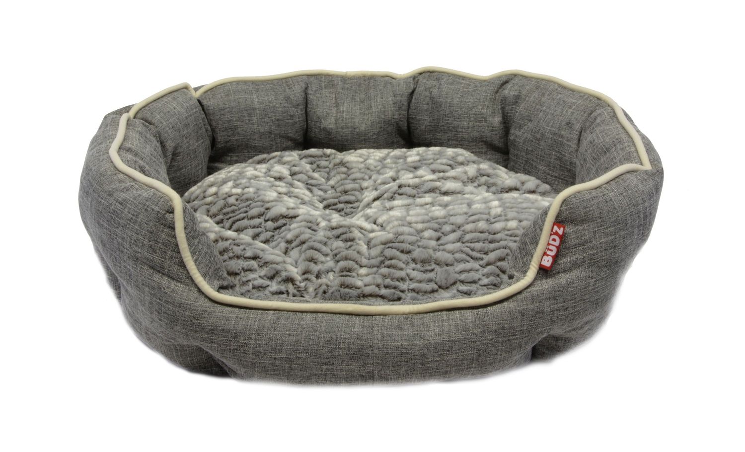 Bud'z Round Deluxd Cuddler Grey Dog 29x24in