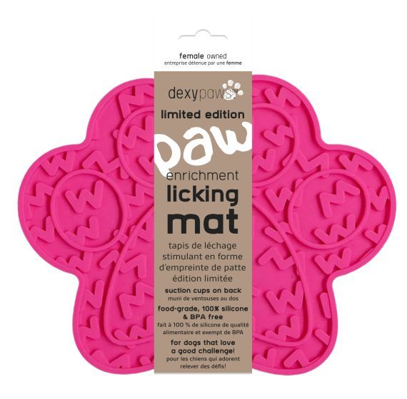 DexyPaws Paw Print Licking Mat Pink