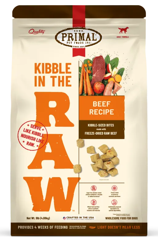 Primal Kibble In The Raw Beef Recipe Dog 9lb