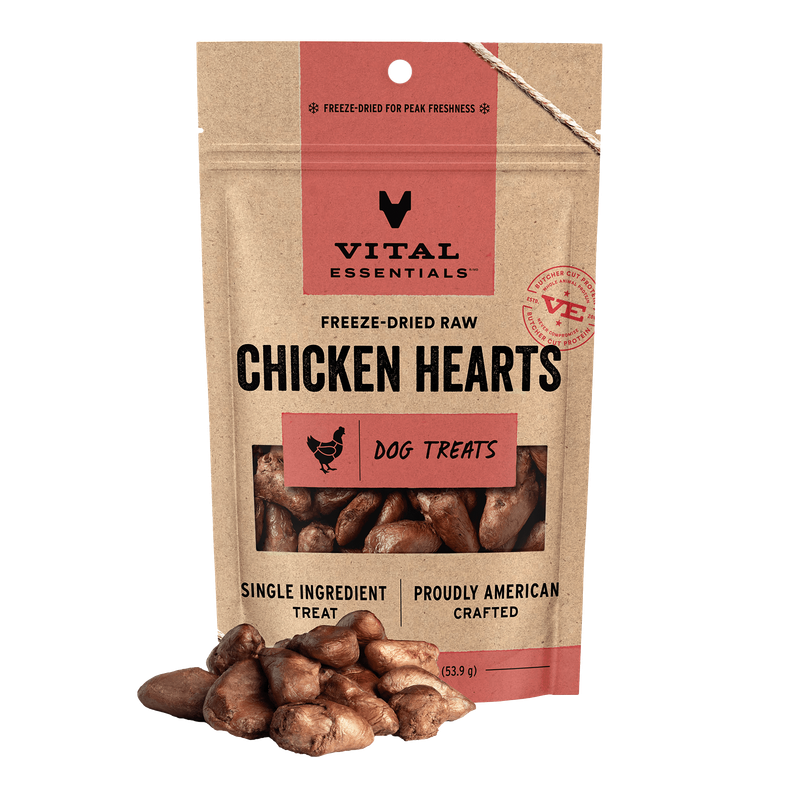 Vital Essentials Freeze-Dried Raw Chicken Hearts Dog Treats
