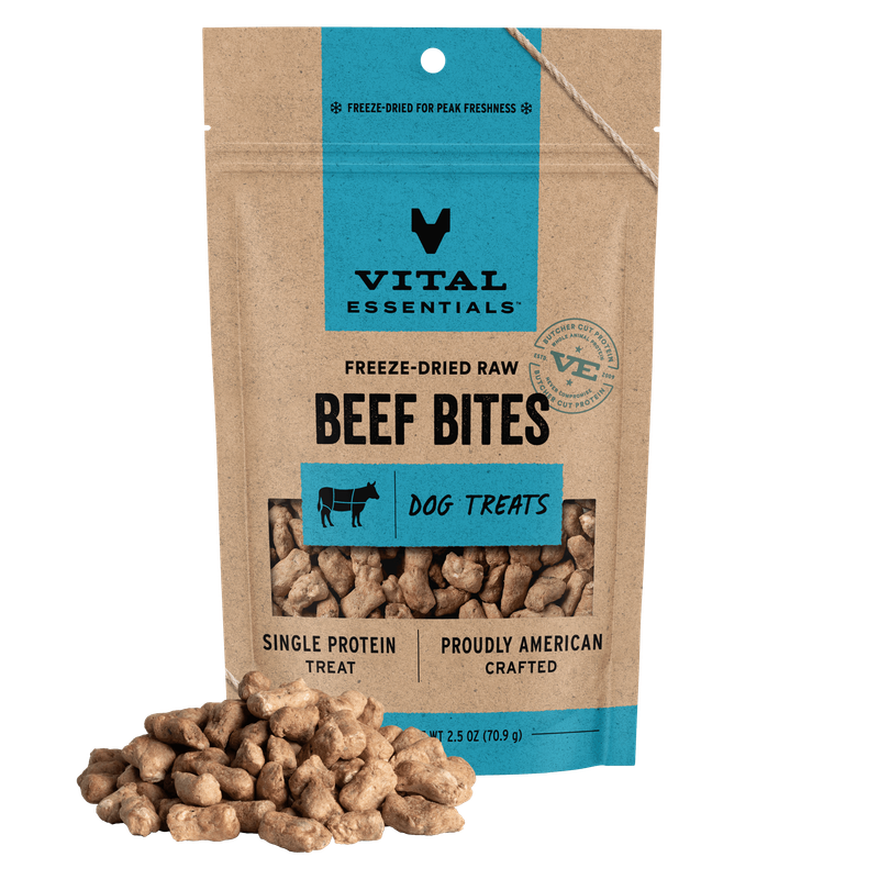Vital Essentials Freeze-Dried Raw Beef Bites Dog Treats