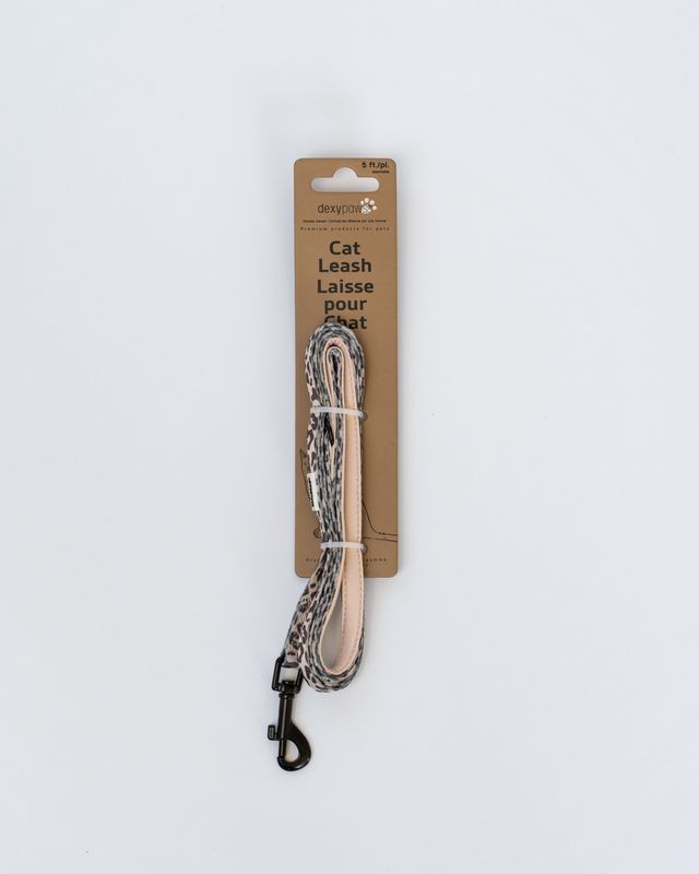 Dexypaws Polyester Leash For Cats Cheetah Print 5'