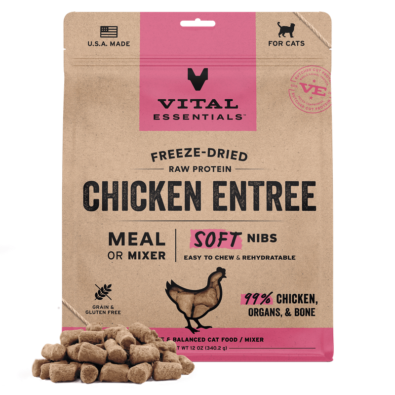 Vital Essentials Freeze-Dried Raw Chicken Crunchy Mini Nibs Cat Food 8oz