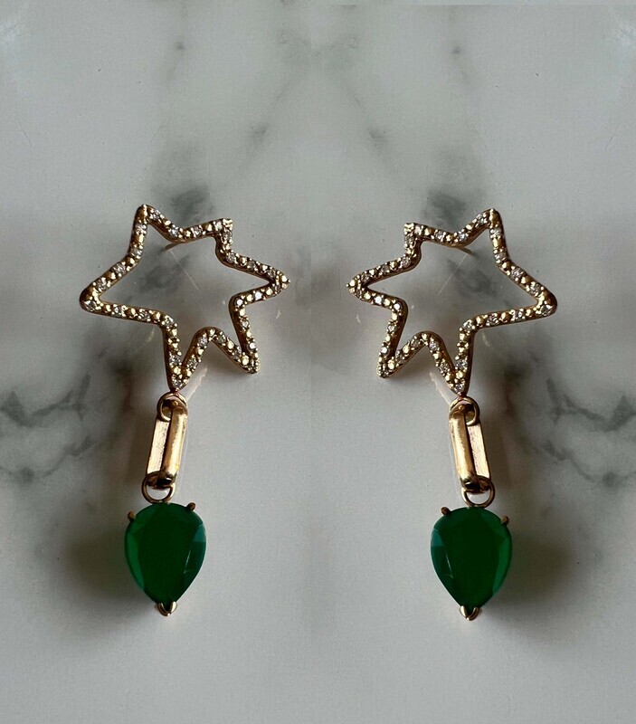 14K Star Diamond Stud Earrings