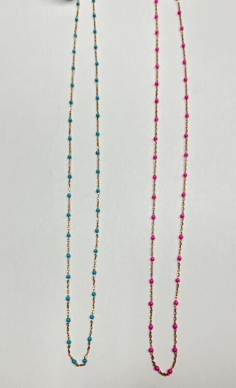14K Enameled Gold Bead Dainty Chain Necklace