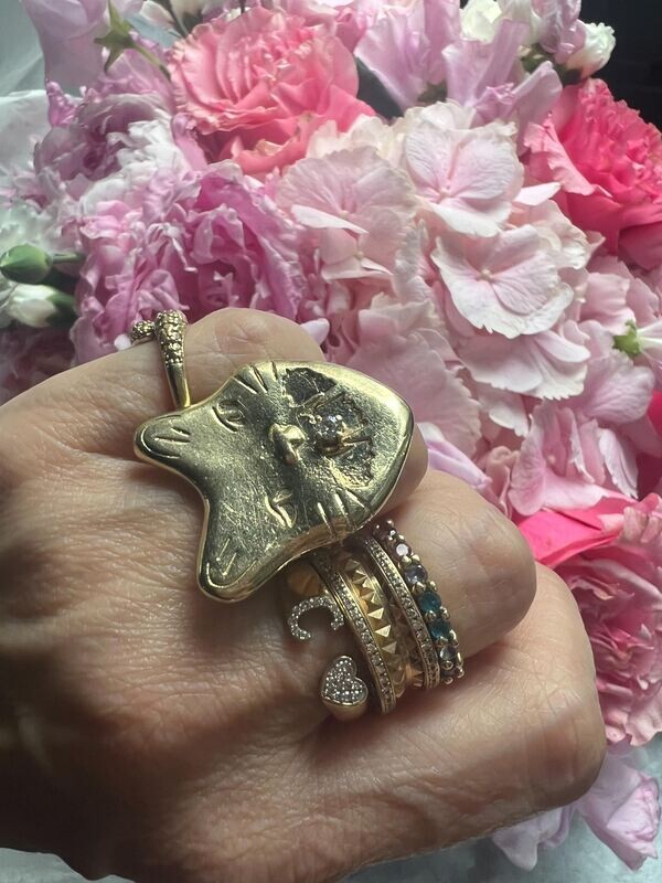 14K Gold Big Tiger Ring with .48ct Diamond