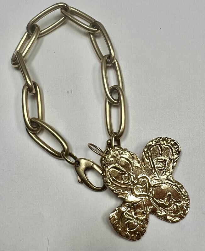 14K Big Good Luck Charm Four Leaf Clover
