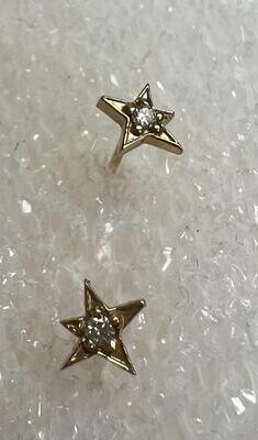 14K Micro Star Studs with Diamonds