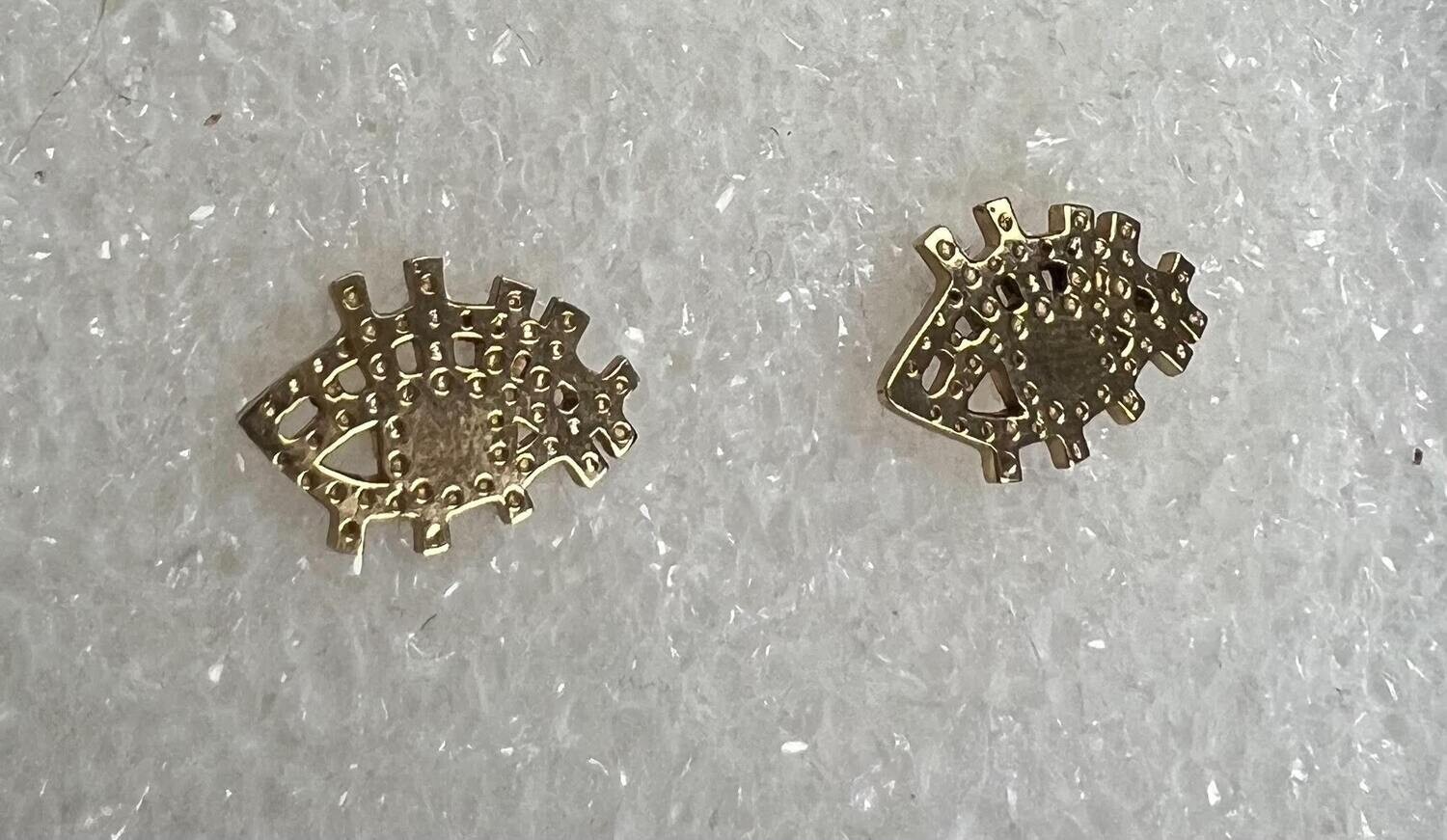 14K Good Luck Eye Studs