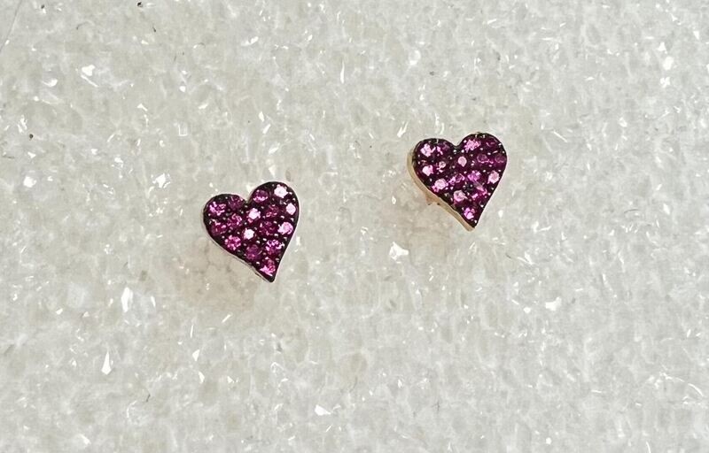 14K Gold Heart Diamond Studs