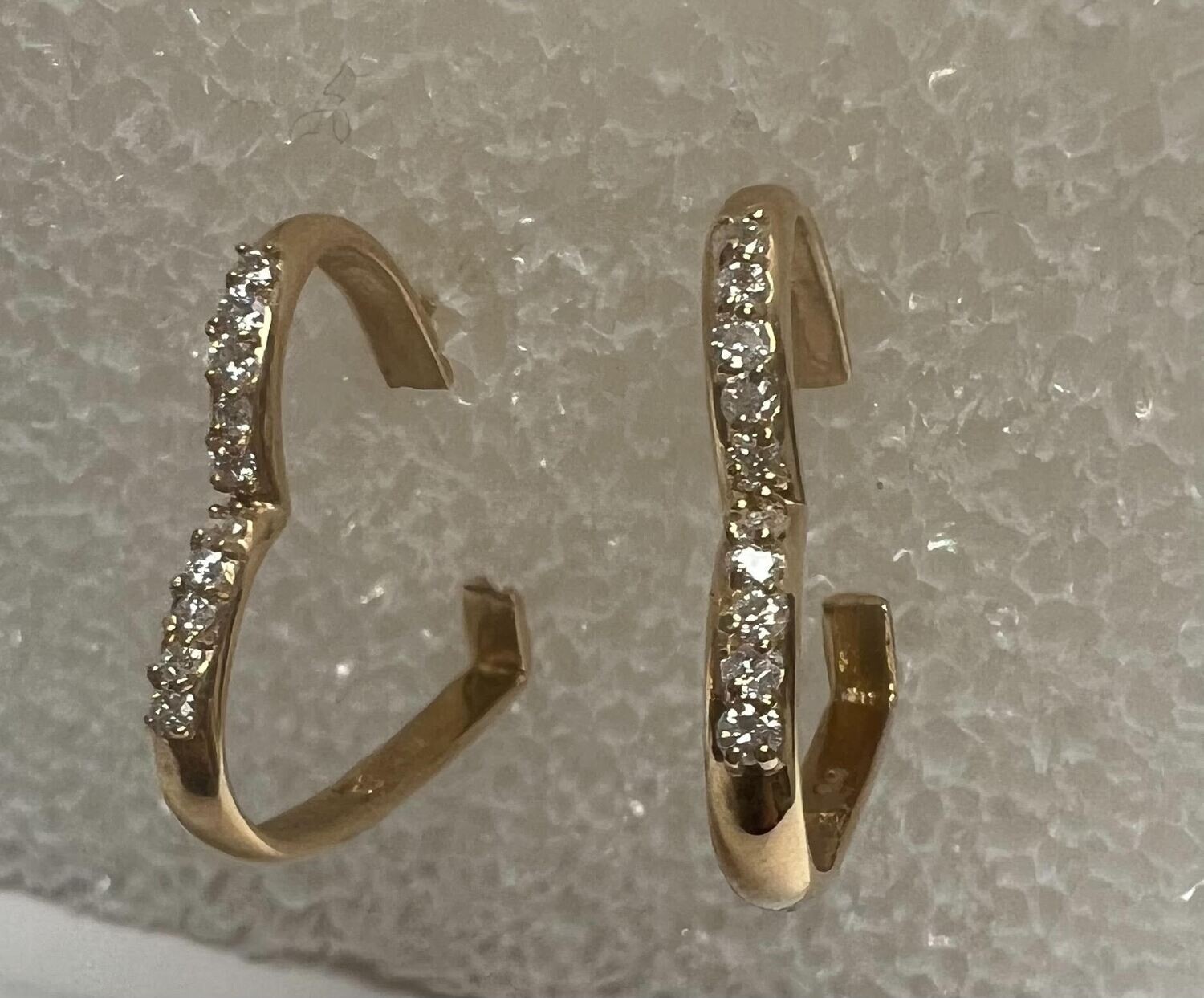 Heart of Gold Hoops with Diamonds