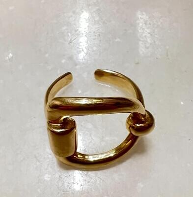 Gold H Link Ring