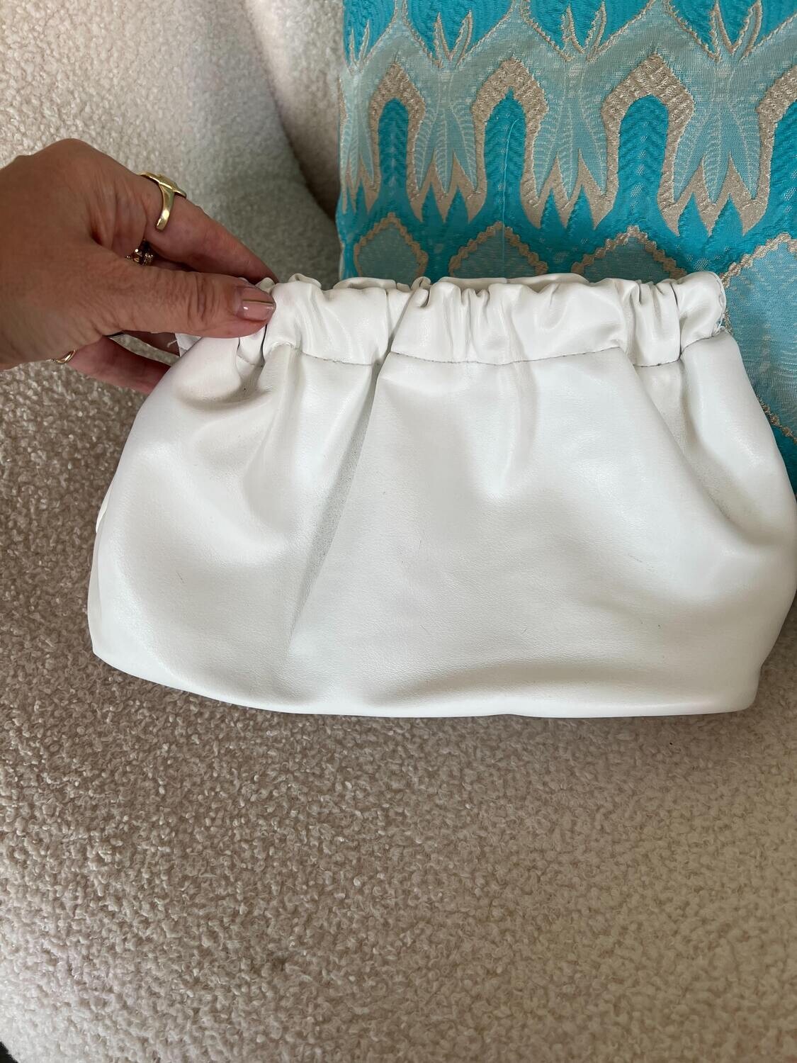White Pleather Cloud Clutch