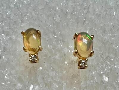 Opal and Diamond Stud