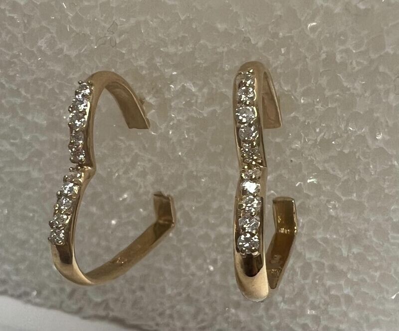 Heart of Gold Hoops with Diamonds
