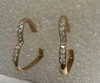 Heart of Gold Hoops with Diamonds