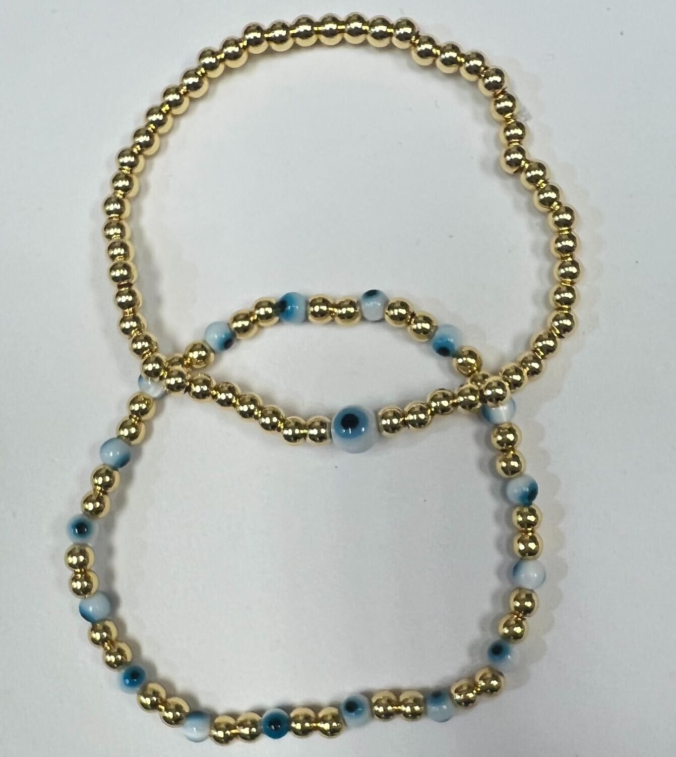 Stretch Evil Eye Gold Ball Bracelet