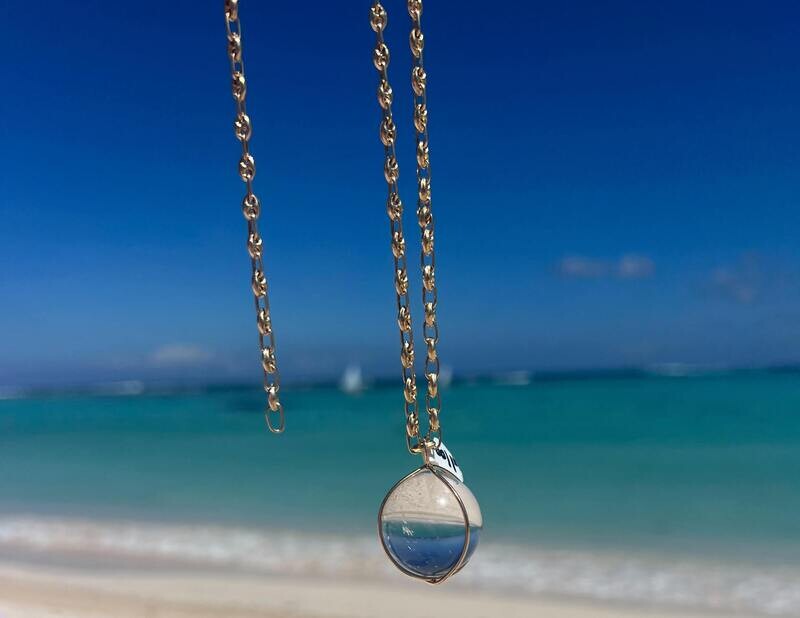 14K Gold Crystal Ball Necklace