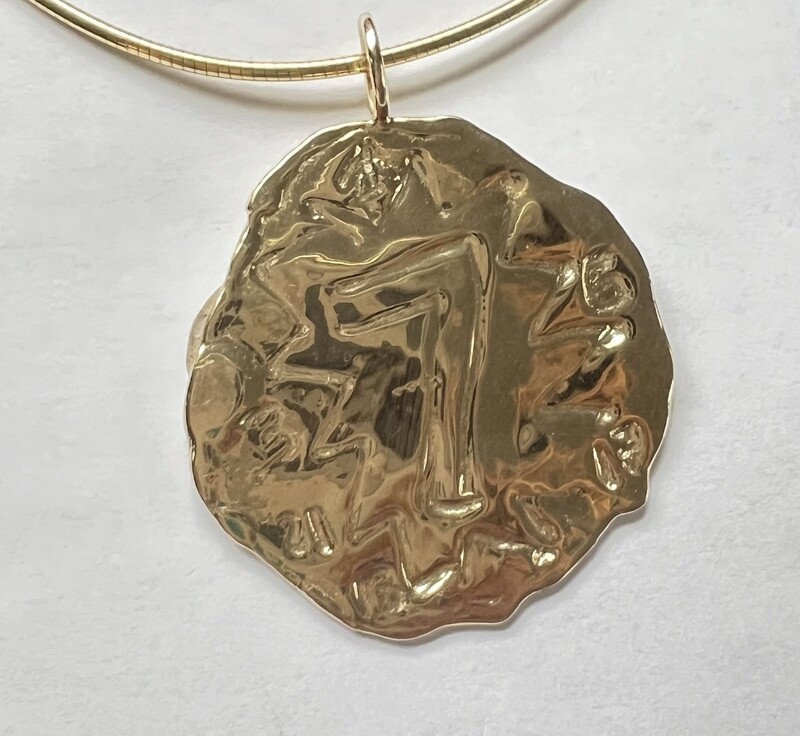 Large Handmade Charm Lucky 7 14K Gold