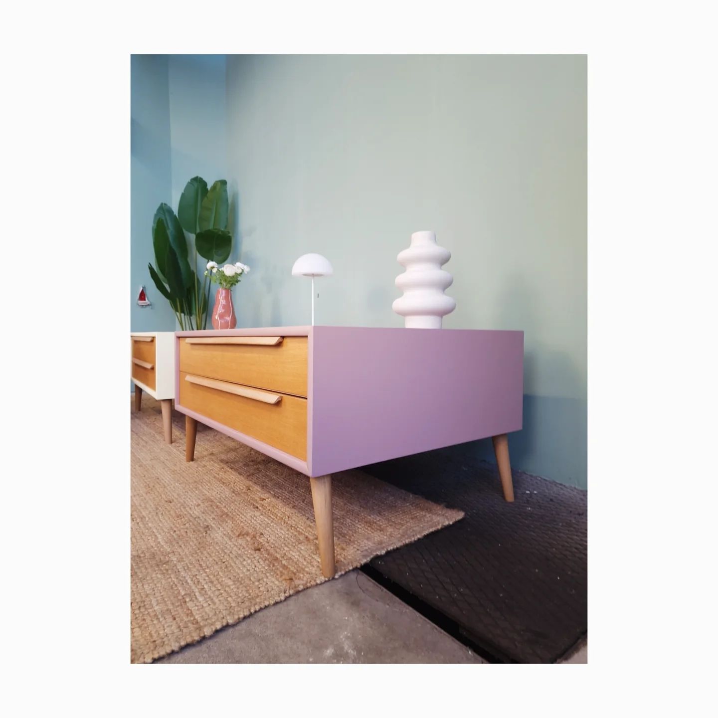 Vintage Eichen WK Lowboard Pink