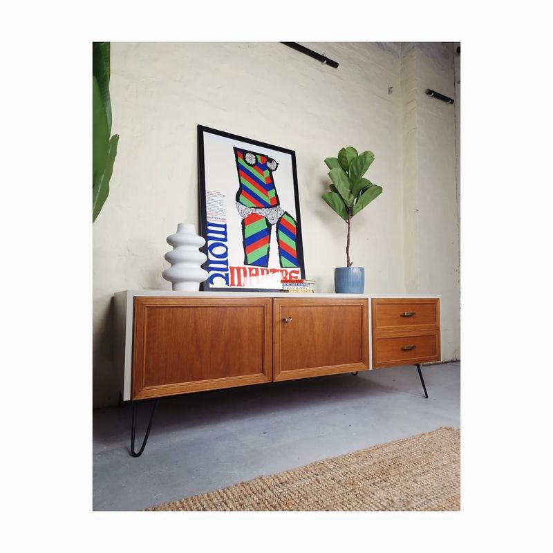 Vintage Teak Lowboard Beige
