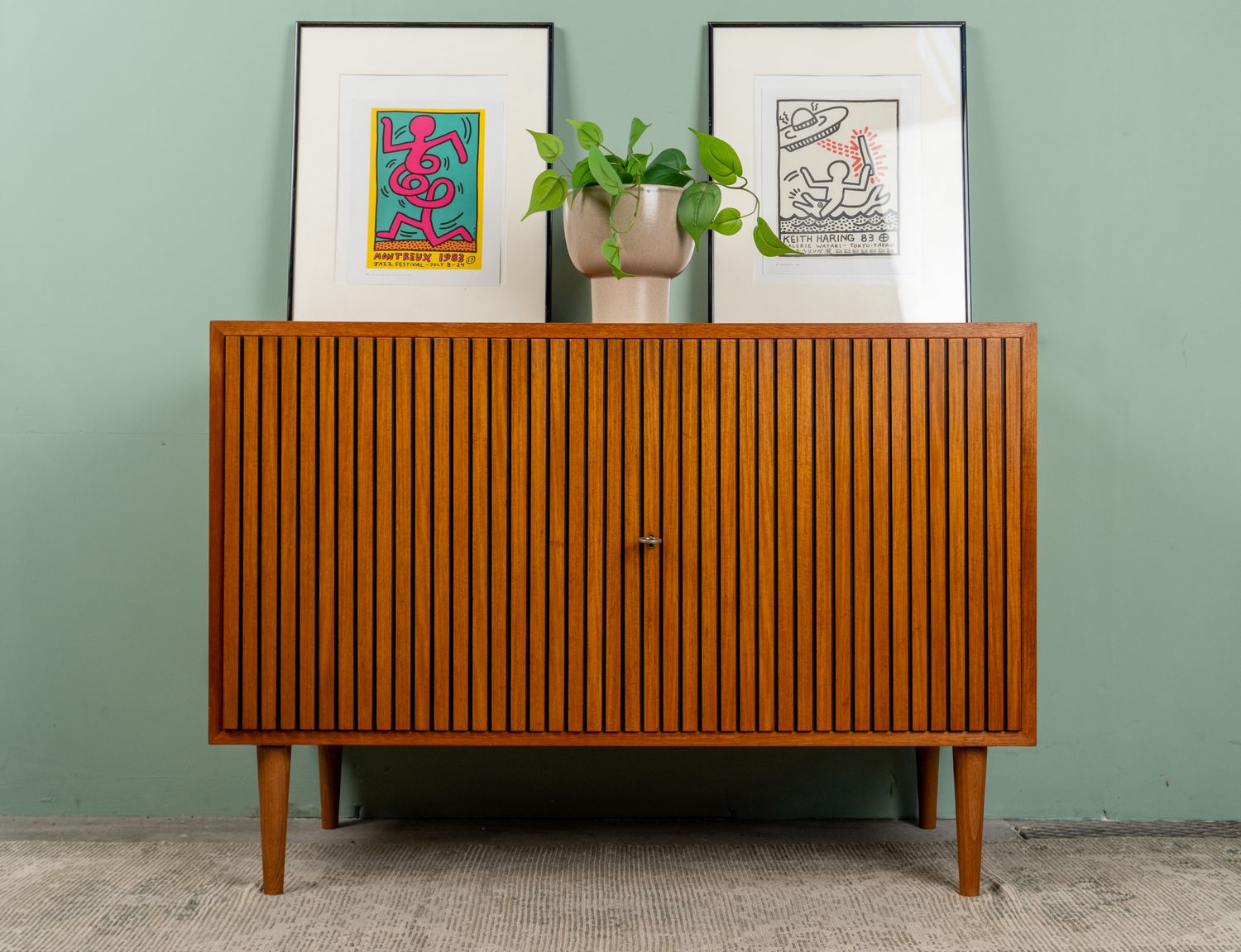 Vintage Teak Sideboard 60er Mid-Century Lamellen Kommode