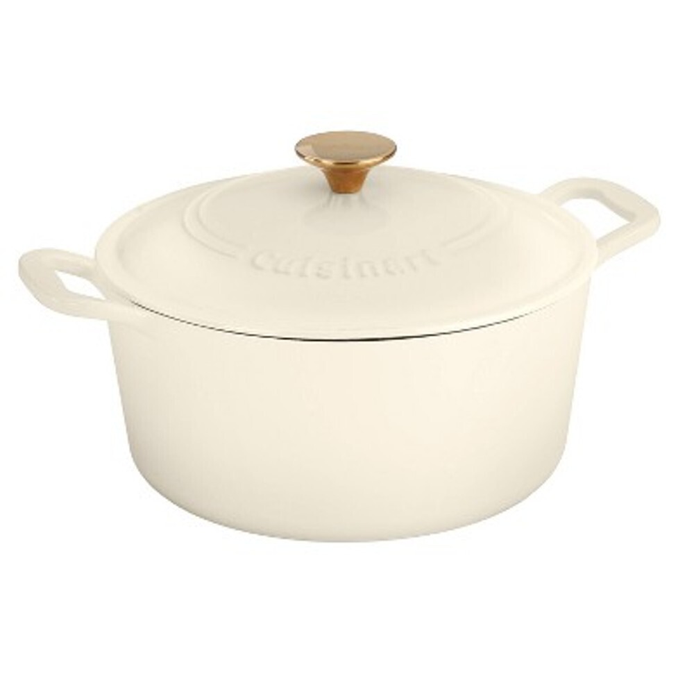Cuisinart Classic Enameled Cast Iron 5qt Round Cream Colored Casserole with Cover