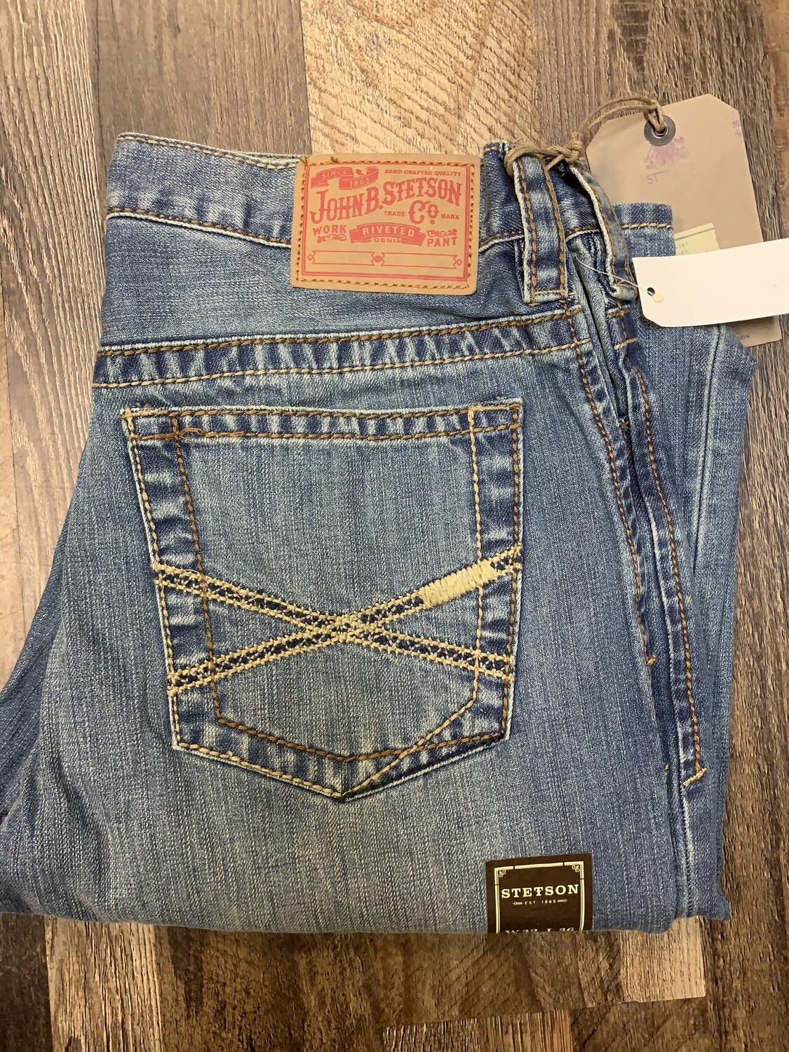 STETSON  FIT DESTRUCTED DARK WASH JEANS