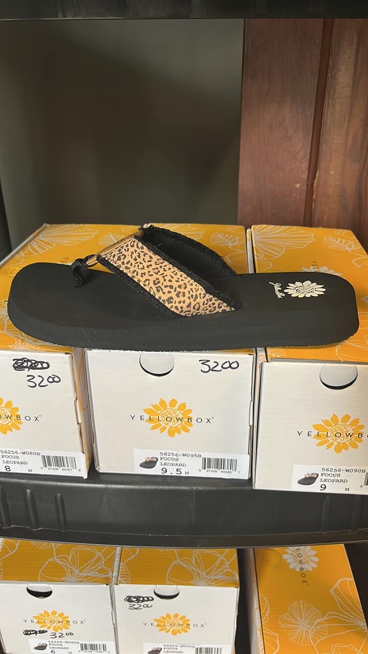 Yellow Box Focus Flip Flop- Leopard Print