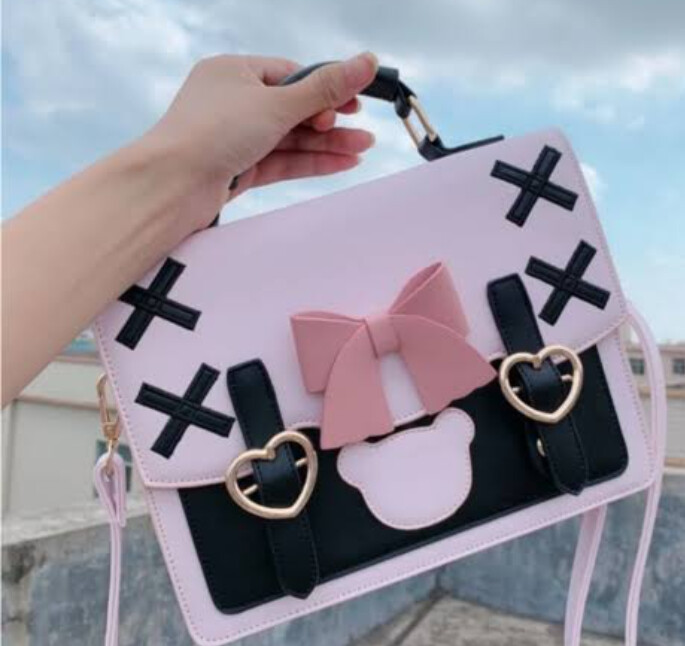 Pink kawaii teddy bear crossbody bag