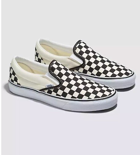 VANS CLASSIC SLIP ON BLK/WHT CHECKERBOARD, Size: 10