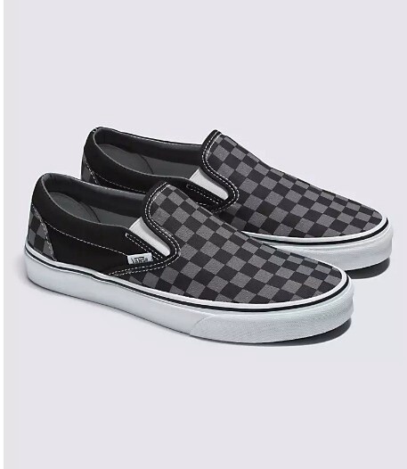 VANS CLASSIC SLIP ON BLK/PEWTER/CHECKERBOARD, Size: 10