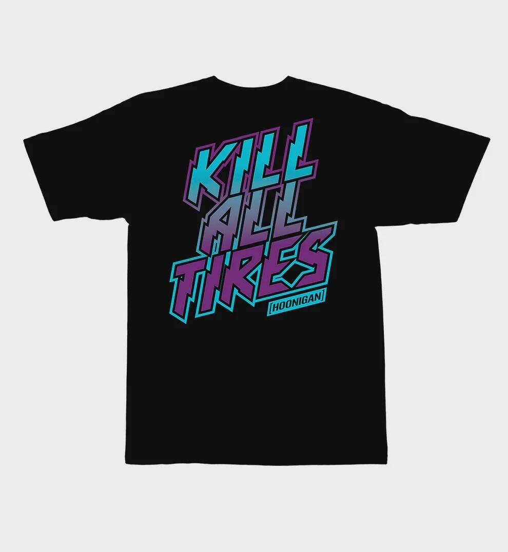KILL ALL TIRES FADE SS TEE BLK/TEAL PURPLE, Size: S