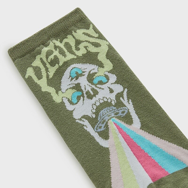 WM PEEK-A-CHECK CREW, Color: SAGE GREEN