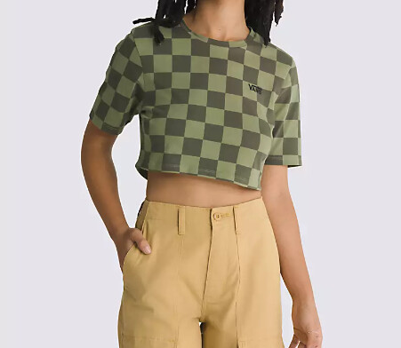 CHECKER CREW CROP TOP, Size: XS