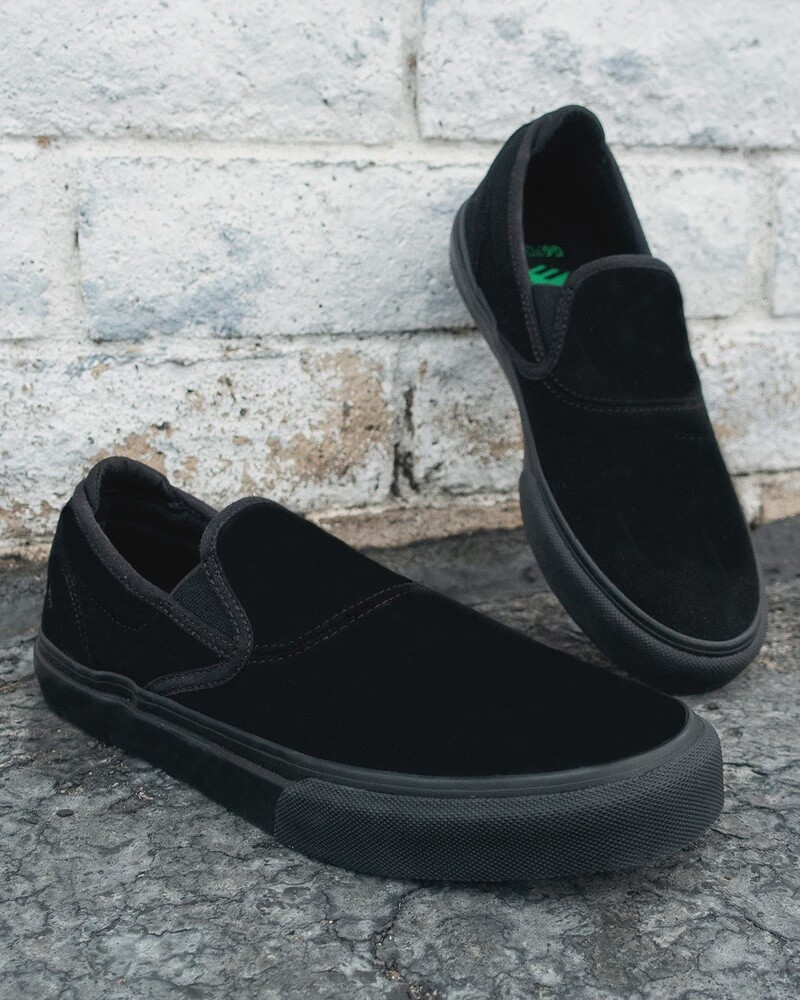 EMERICA WINO G6 BLK/BLK SLIP ON, Color: BLK/BLK, Size: 7
