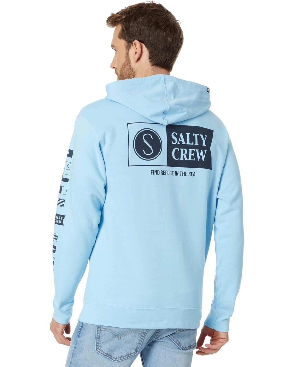 SALTY CREW ALPHA FLEECE HOOD, Size: L, Color: LIGHT BLUE