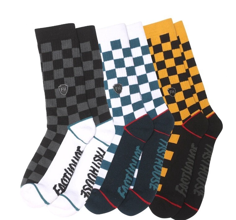 FASTHOUSE TRIPLE CHECK 3-PACK SOCKS, Color: MULTI, Size: S/M