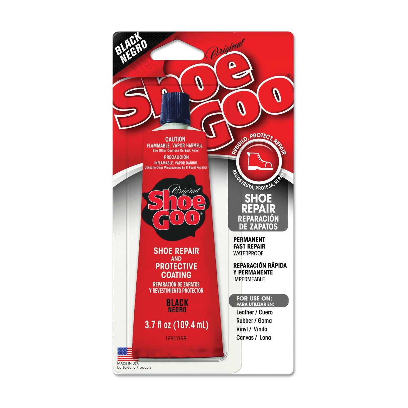 SHOE GOO, Size: 3.7FL OZ, Color: BLACK