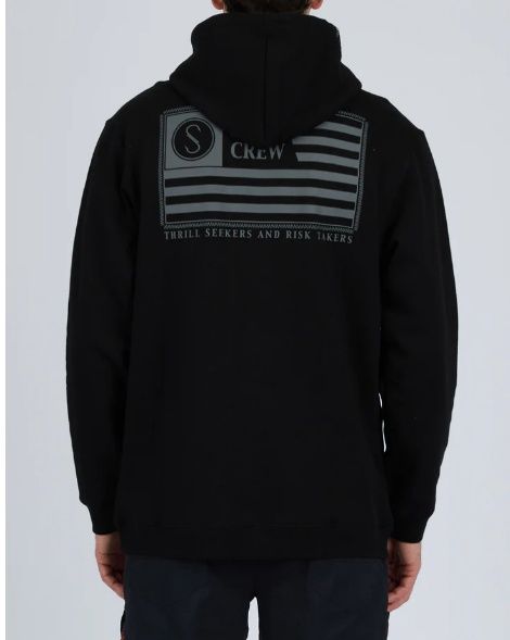 Salty Crew Freedom Flag Black Hood Fleece, Size: S