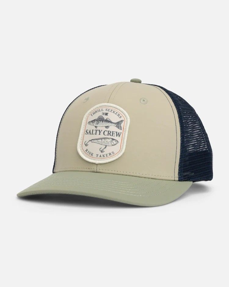 Salty Crew Baited Retro Trucker, Color: Oil GREEN BLUE, Size: OS