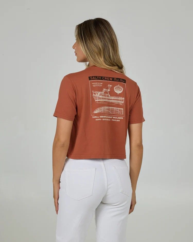 Salty Crew Boat Shop Crop Top Tee, Size: XS