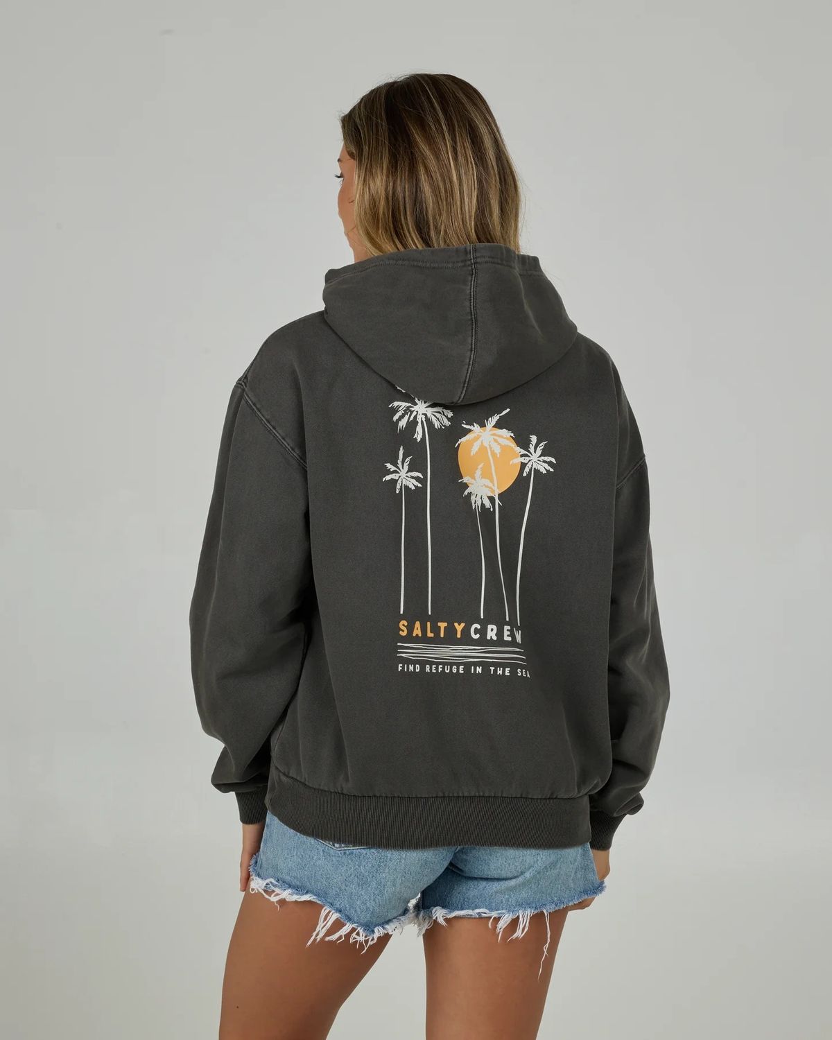 Salty Crew Palms Hoody - Faded Black, Size: XS